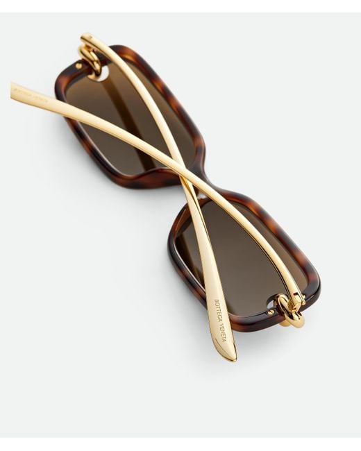 Bottega Veneta Brown Knot Rectangular Sunglasses