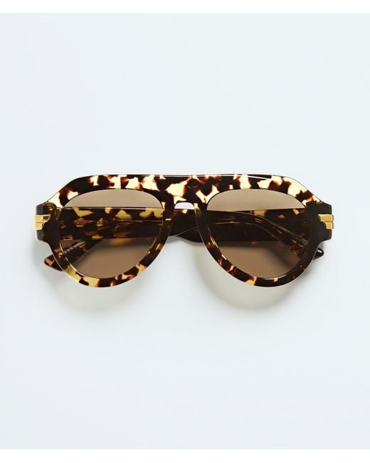 Bottega Veneta Brown Mitre Aviator Sunglasses