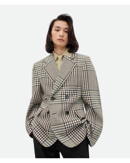 Bottega Veneta ストラクチャード チェック コットン ジャケット Gray