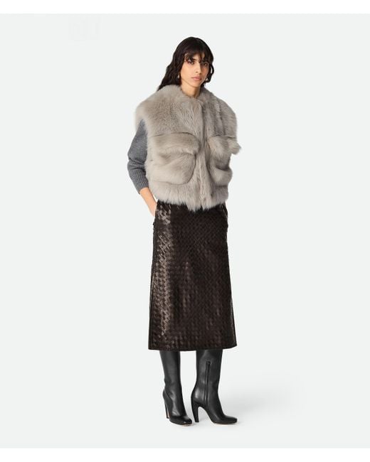 Gilet Cropped En Shearling Toscana Bottega Veneta en coloris White