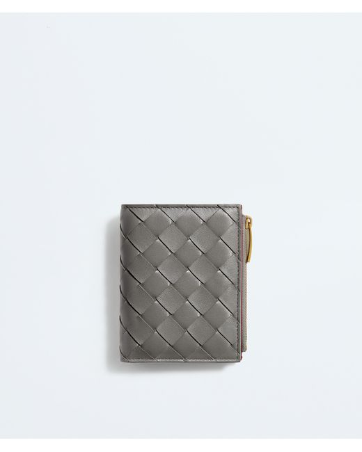Bottega Veneta Gray Intrecciato Small Bi-Fold Wallet