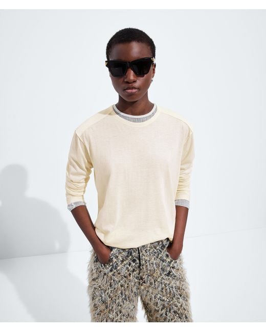 Bottega Veneta White Cotton And Casmere Jersey T-Shirt