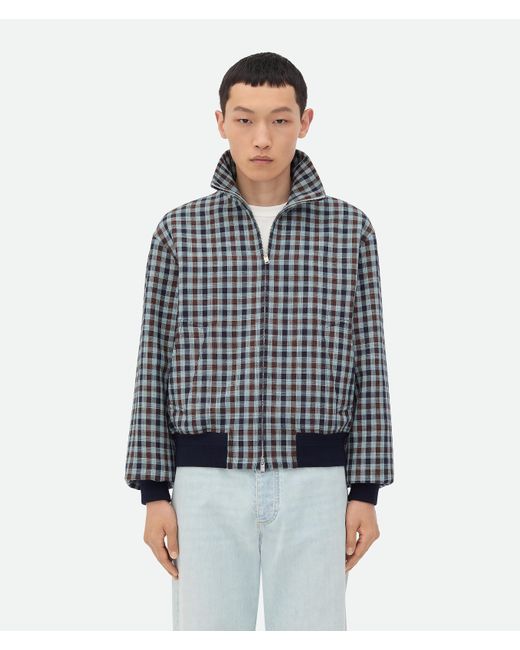 Bottega Veneta Blue Cotton Gingham Blouson for men