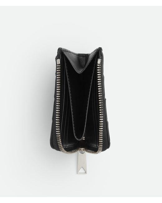 メンズ Bottega Veneta イントレチャート スクエア ジップアラウンドウォレット Black