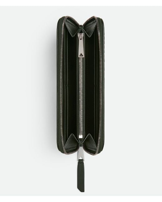 Bottega Veneta Black Intrecciato Piccolo Zip Around Wallet for men