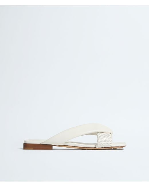 Bottega Veneta White Riva Flat Mule