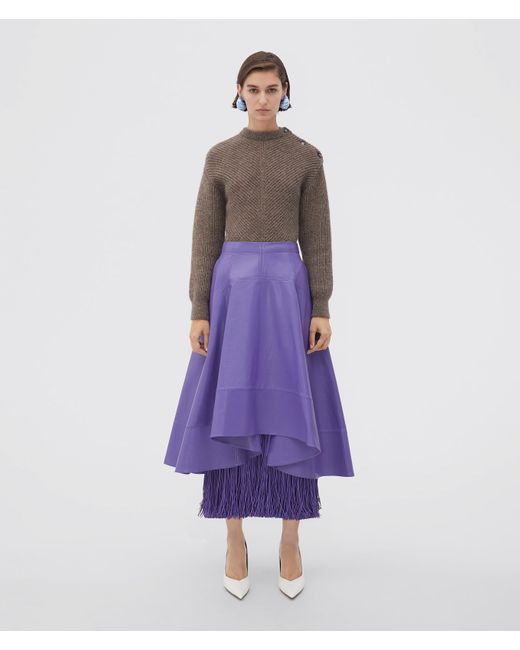Bottega Veneta Purple Shiny Leather Skirt