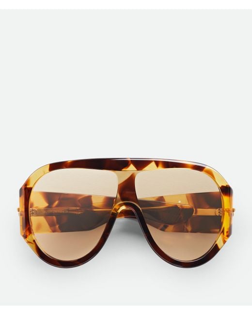 Bottega Veneta Brown Scudo Shield Sunglasses