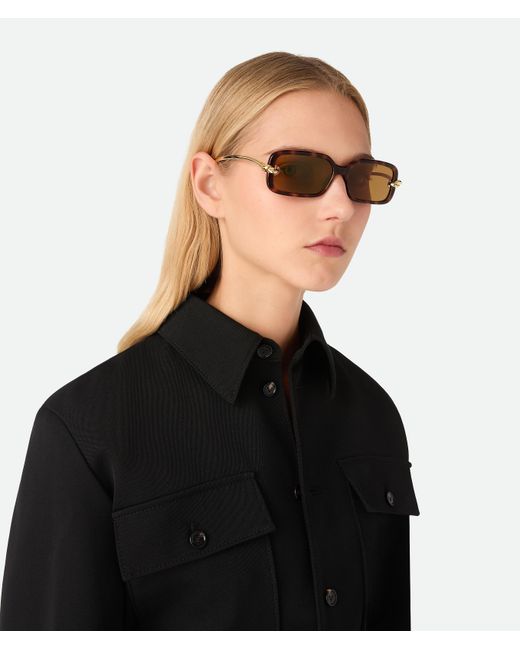 Bottega Veneta Brown Knot Rectangular Sunglasses