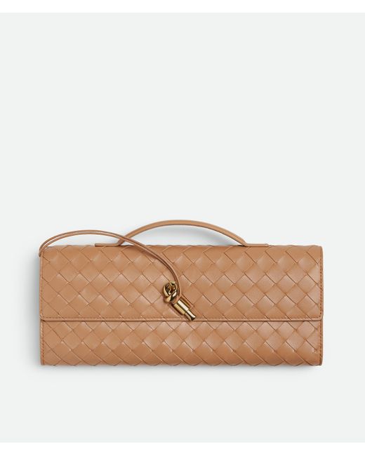 Bottega Veneta Brown Leather Andiamo Clutch Bag