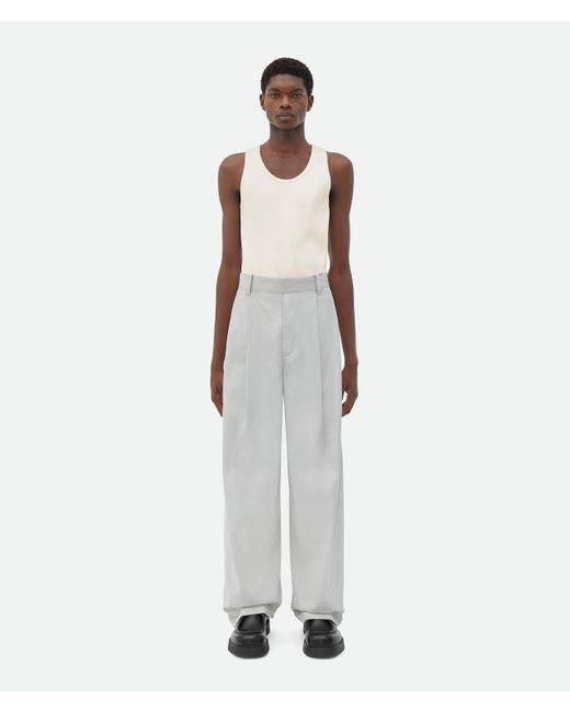 Pantalon En Soie Et Coton Bottega Veneta pour homme en coloris White