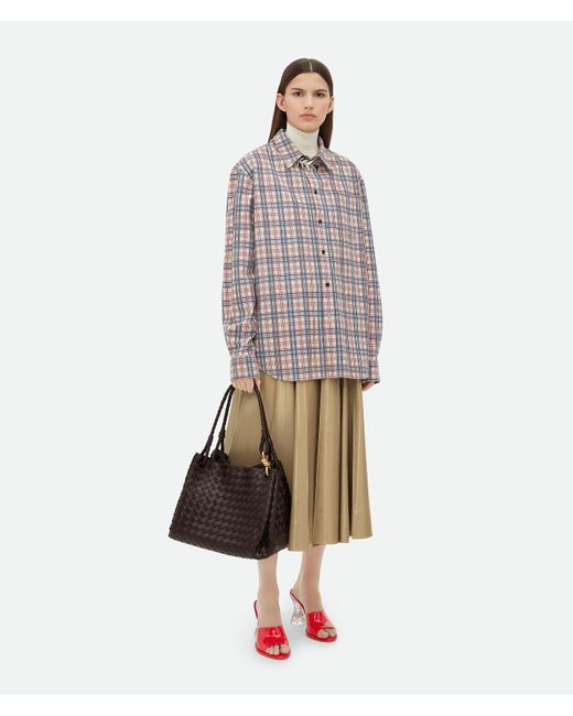 Bottega Veneta プリントレザー チェック シャツ White