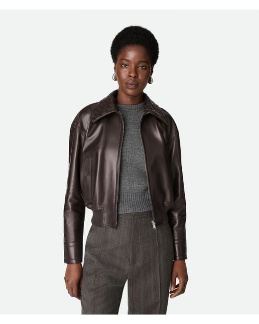 Bottega Veneta 洗練 ライトレザー ブルゾン ブラックライトレザー ブルゾン| Bottega Veneta® 日本