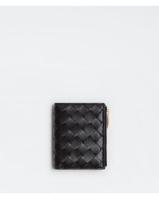 Bottega Veneta Black Bi-fold Portemonnaie Mit Zip