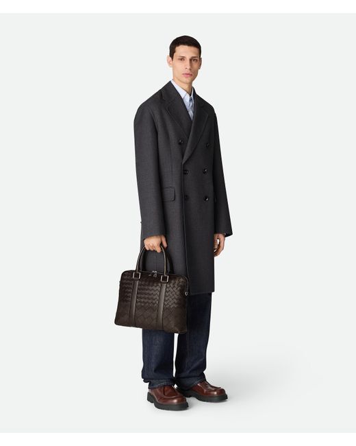 メンズ Bottega Veneta イントレチャート スリム ブリーフケース Black