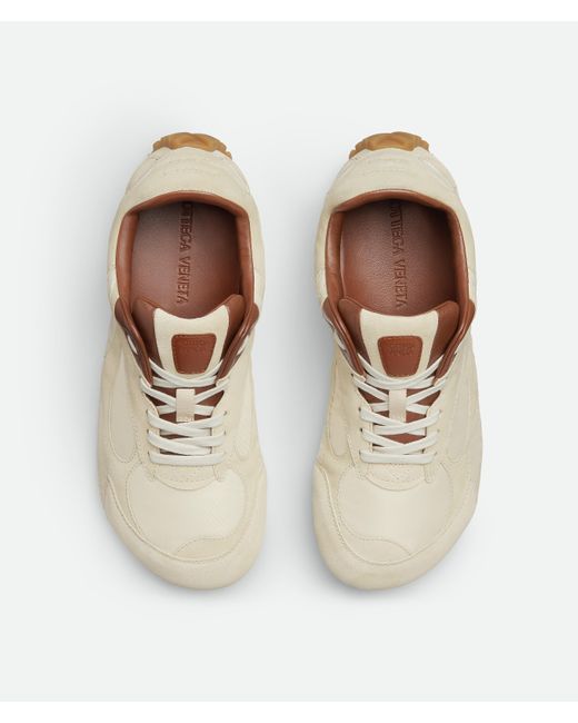 Bottega Veneta White Orbit Flash Suede-Trimmed Sneakers