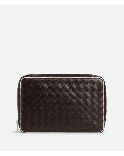 Pochette Intrecciato Grande Con Zip di Bottega Veneta in Black da Uomo