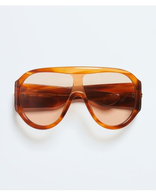 Bottega Veneta Brown Scudo Shield Sunglasses