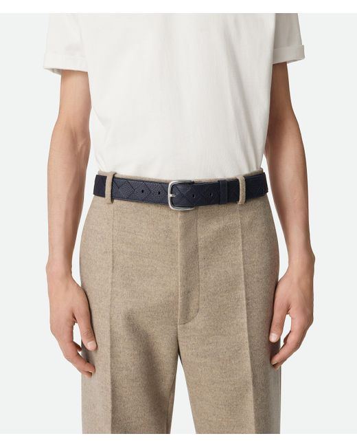 Bottega Veneta Black Intrecciato Belt for men