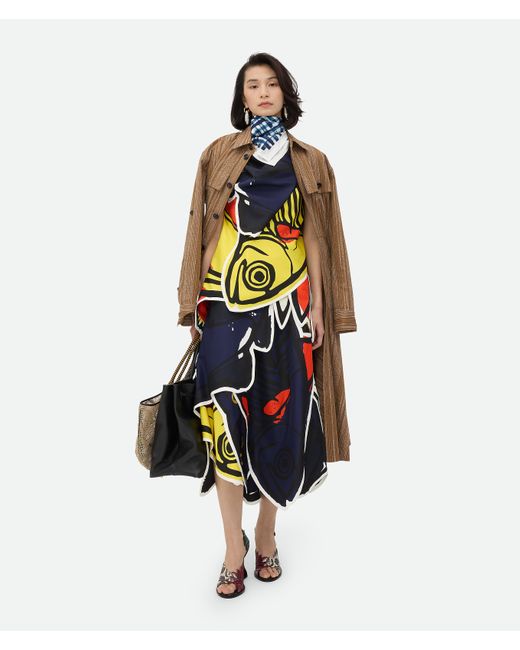 Bottega Veneta プリント シルク チェック フーラード Blue
