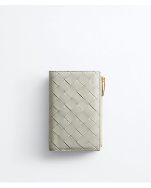 Bottega Veneta White Intrecciato Medium Bi-Fold Wallet