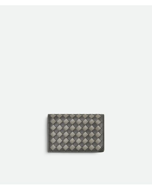 Bottega Veneta Gray Intrecciato Piccolo Business Card Case for men