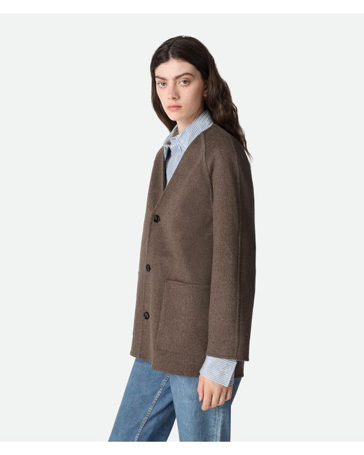 Bottega Veneta Brown Mantel Aus Doubleface-Wolle