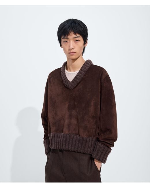 Bottega Veneta Brown Suede Leather Sweater for men