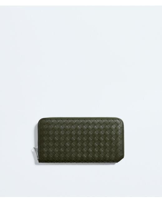 Bottega Veneta Green Intrecciato Piccolo Zip Around Wallet for men
