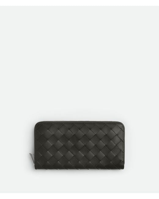 メンズ Bottega Veneta イントレチャート ジップアラウンドウォレット Gray