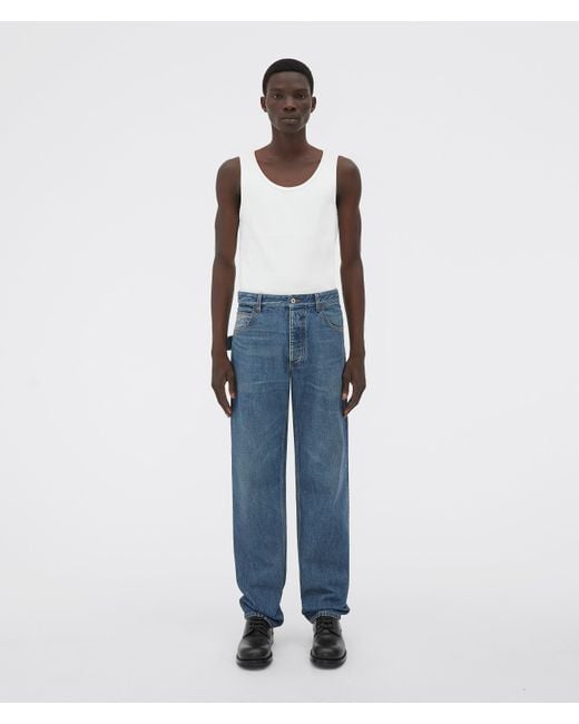 メンズ Bottega Veneta オリジナル ミディアムウォッシュドデニム ストレートジーンズ Blue