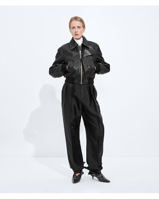 Bottega Veneta Black Intrecciato Leather Blouson