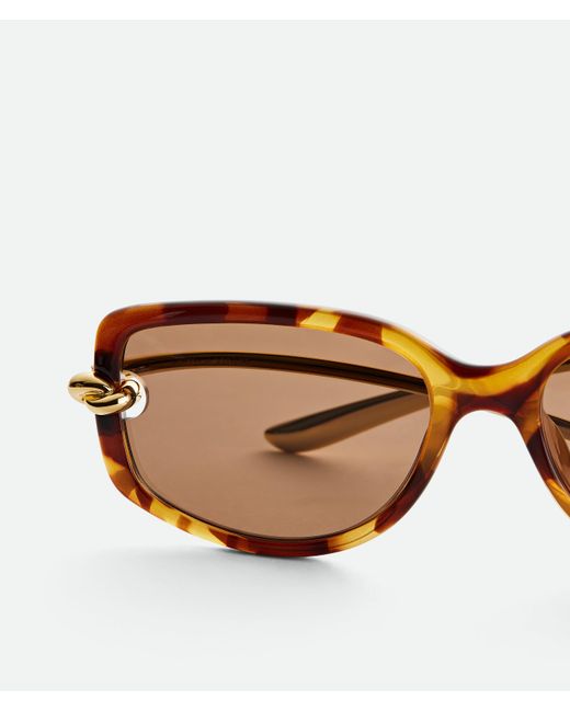 Bottega Veneta Brown Knot Rectangular Sunglasses