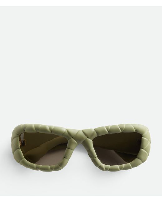 Bottega Veneta Green Rechteckige Intrecciato Sonnenbrille