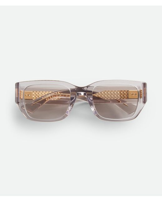 Bottega Veneta Gray Intrecciato Square Sunglasses