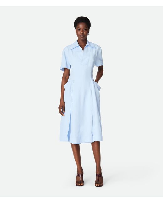 Bottega Veneta Blue Viscose And Silk Twill Dress