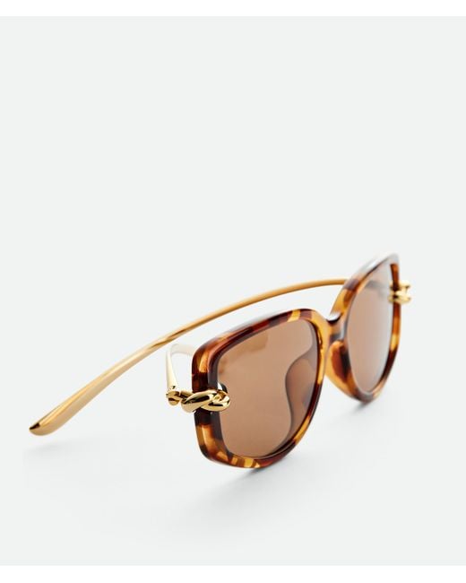 Bottega Veneta Brown Knot Rectangular Sunglasses
