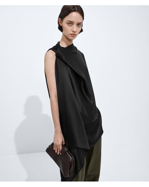 Bottega Veneta Black Fluid Silk Satin Top