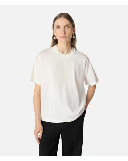 Bottega Veneta White Cotton And Silk Printed T-Shirt