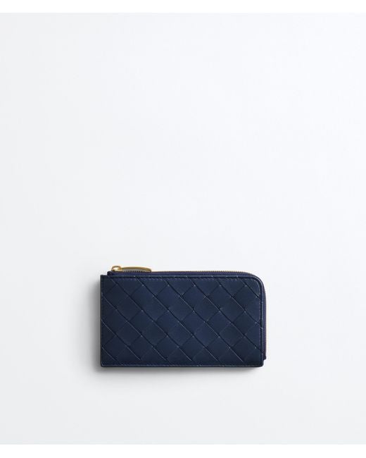 Bottega Veneta Blue Intrecciato L-Zipped Card Case