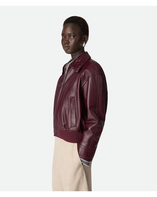 Bottega Veneta Red Leather Blouson