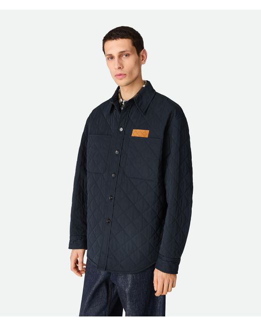 メンズ Bottega Veneta キルティング コットン オーバーシャツ Blue