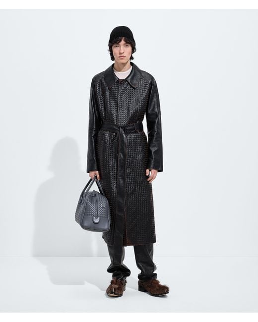 Bottega Veneta White Weathered Leather Coat for men