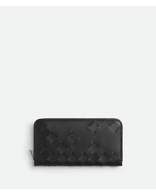 メンズ Bottega Veneta イントレチャート ジップアラウンドウォレット Black