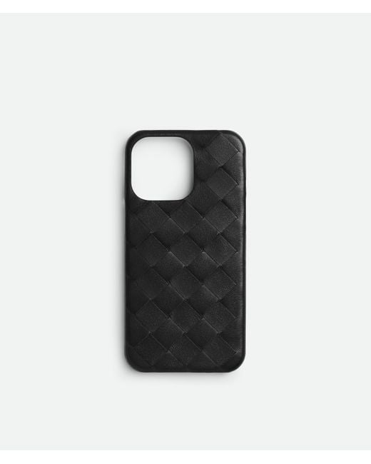 Bottega Veneta Black Intrecciato Iphone 16 Pro Foglio Case for men