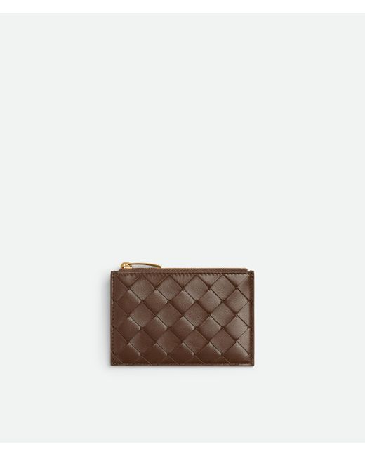Bottega Veneta Brown Intrecciato Zipped Card Case
