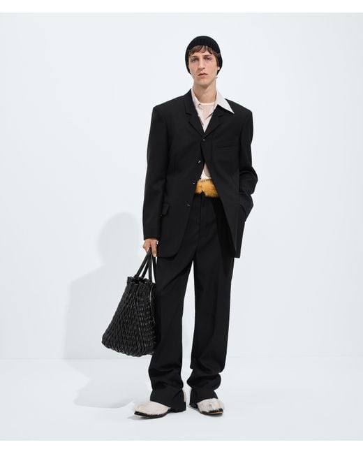 Bottega Veneta Black Wool Grain De Poudre Trousers for men