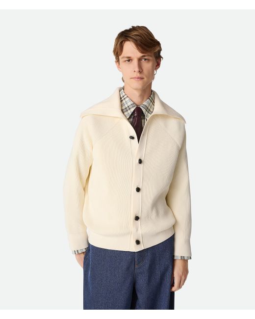 Bottega Veneta Natural Cotton English Rib Cardigan for men