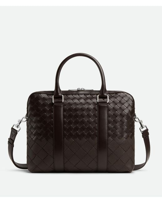 メンズ Bottega Veneta イントレチャート スリム ブリーフケース Black