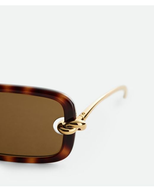 Bottega Veneta Brown Knot Rectangular Sunglasses